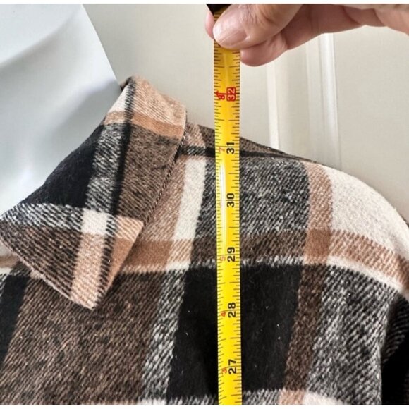 Plaid Button-Up Shirt Jacket 2XL 100% Polyester Hand Wash Cold - Picture 7 of 13